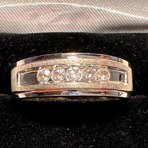 10k White Gold Men's Nat Diamond Wedding Band Ring 0.5 Cttw Kay Jewelers